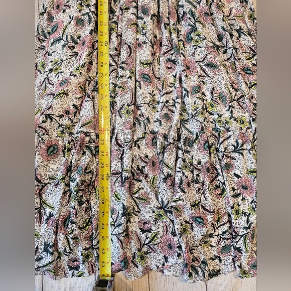 Torrid Size 2X Midi Wash Gauze Tiered Dress White Pink Chessie Linework Floral - Picture 10 of 10